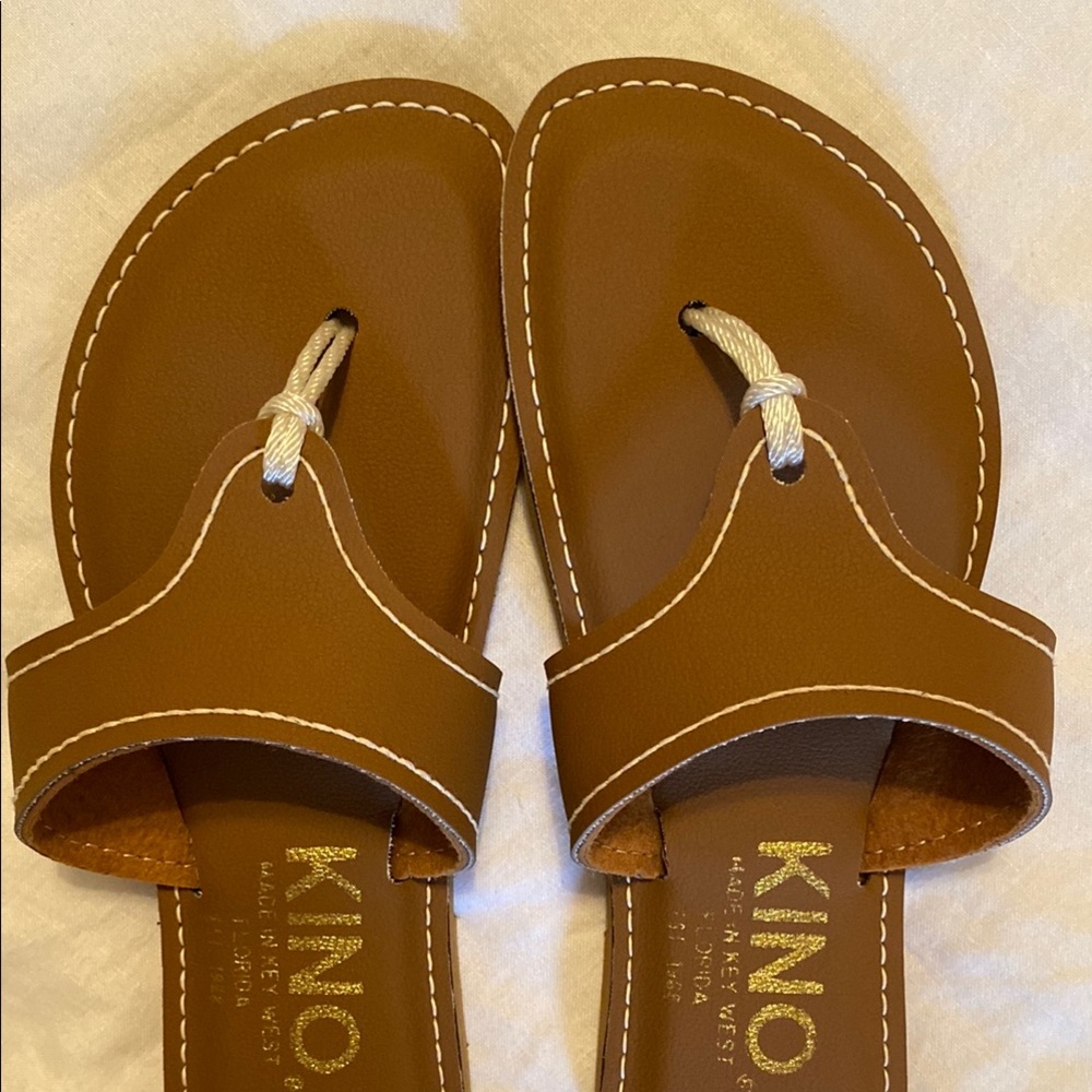 KINO Brown Leather Sandals with Marine Emblem - Picture 7 of 7